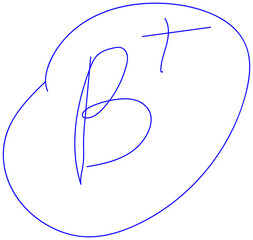 Blue Hand-Drawn B Plus Grade Mark with Circle Transparent PNG © Hela