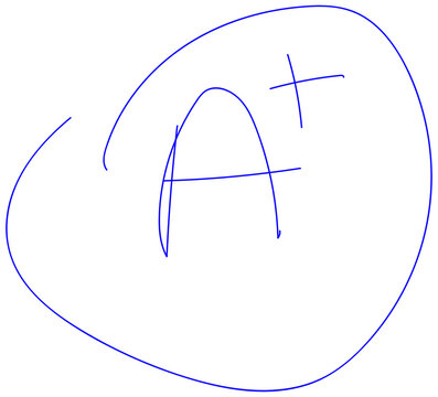 Blue Hand-Drawn A Plus Grade Mark with Circle Transparent PNG