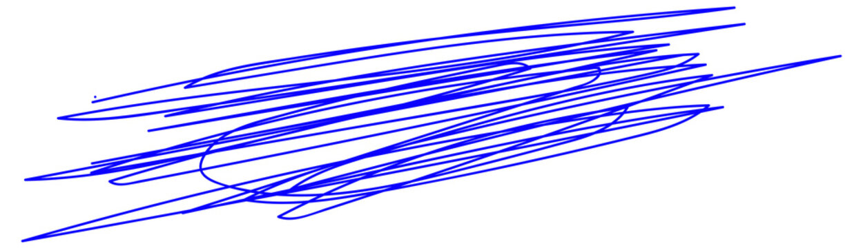 Blue hand-drawn abstract messy scribble lines sketch isolated on transparent PNG background