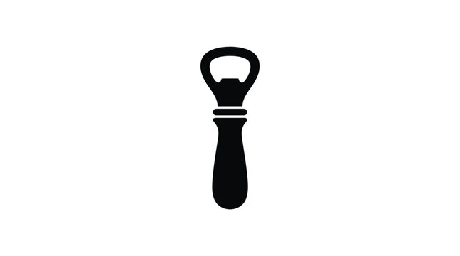 Black silhouette of a handheld bottle opener on white background