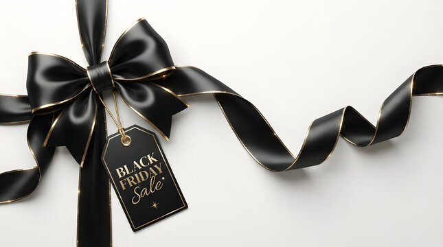 Elegant black friday sale banner featuring a luxury shopping tag and ribbon for your retail sale and e commerce special offer promotion