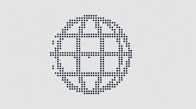 Flat minimalist illustration shows globe icon made of Braille dots. Global inclusion, equal access to information, universal knowledge. Modern design represents accessibility, human rights,