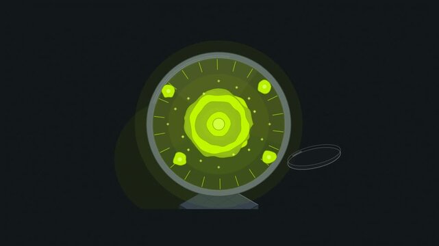 Abstract animated colony spreading across a petri dish drawn as green and teal lines and shapes on a deep dark background. Seamless looping 4K motion graphics video with free space for text, ideal for