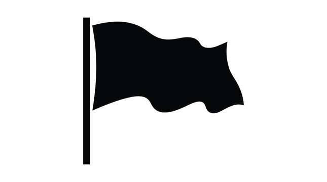 Black silhouette of a waving flag on a vertical pole