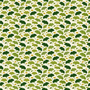 Elegant Ginkgo Leaves Creating a Rhythmic Contemporary Botanical Seamless Surface Pattern