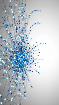 Abstract Digital Network Expanding With Glowing Blue Nodes and Connecting Lines