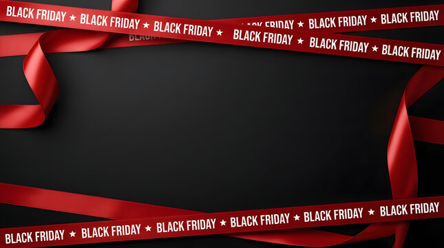 Elegant black friday sale banner featuring red ribbons for luxury shopping promotion discount sale e commerce and special offer black friday shopping