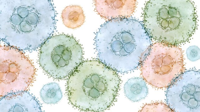 Viral cells spreading pandemic disease watercolor style
