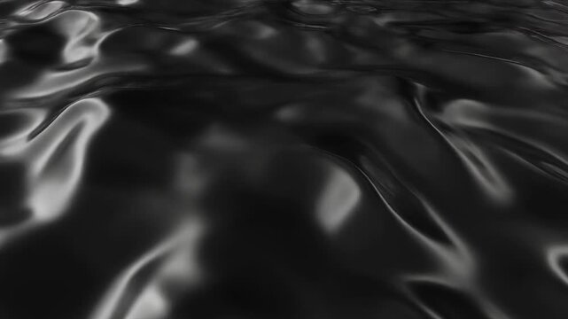 Dark liquid surface ripples with subtle light reflections in cinematic motion for abstract backgrounds