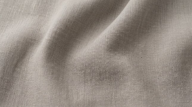 Minimalist beige linen fabric texture with soft folds