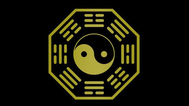 yin yang symbol isolated on transparent background. 4K footage.