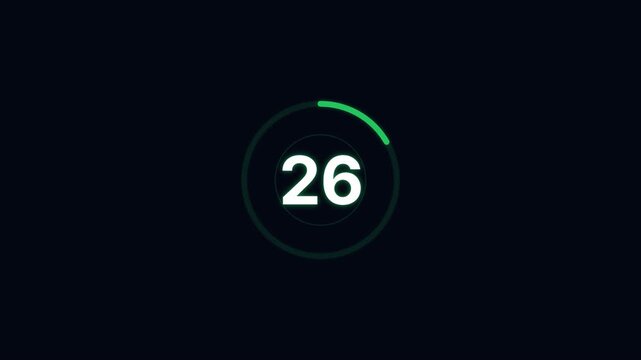 Bold neon green circular countdown timer on a dark background featuring large digital numbers and a clean futuristic interface for modern time-related visual projects.