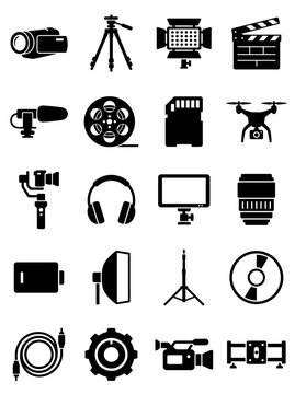 Video Production Equipment Icons Set