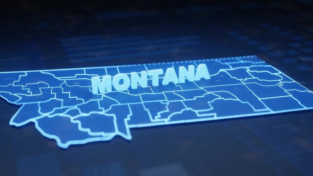 Montana State Map Geographic Outline