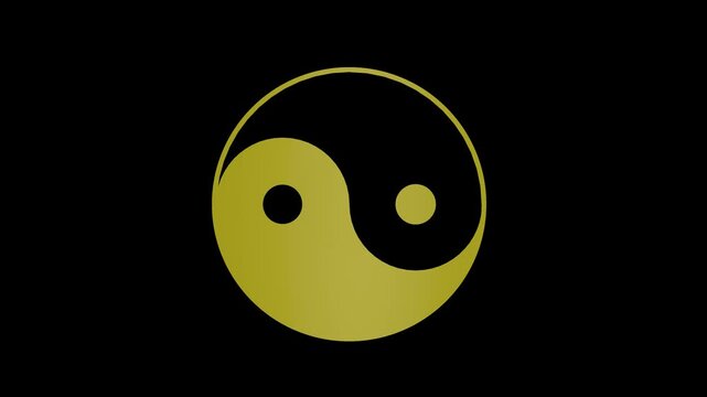  yin yang symbol isolated on transparent background. 4K footage.