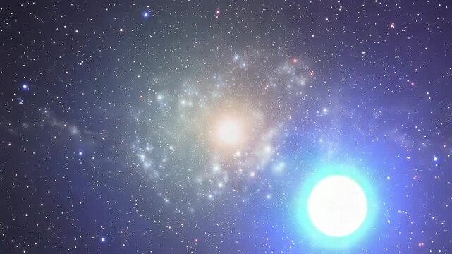 Galactic core evolving with stellar formation and nebulae during deep space exploration