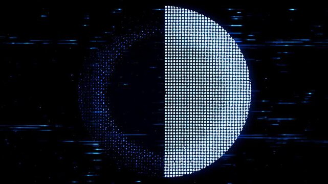 Abstract blue circle phases transitioning with subtle light shifts and dark background texture