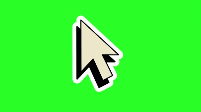 Computer Mouse Cursor Arrow Pointer Icon 3D Sticker Vector on Green Screen Chroma Key Background for Web Browsing and Click Concept