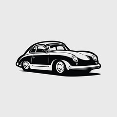 Naklejka premium Iconic classic germany coupe car vector monochrome silhouette icon isolated