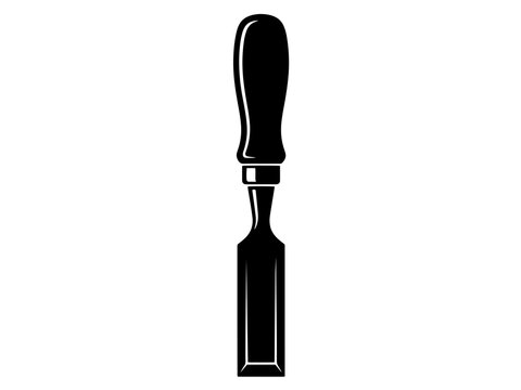 Wood Chisel Black and White Vector Graphic
