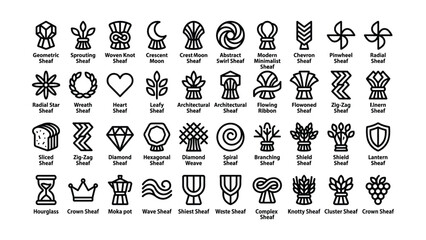 Naklejka premium collection of unique black line art sheaves and symbols for design