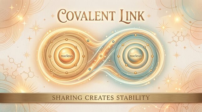 Covalent Link: Electron Sharing Creates Stability in Atomic Bonds, Illustrating Chemical Bonds and Molecular Structures