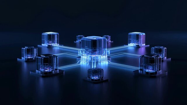Connected Business Ecosystem Motion Background with Copy Space