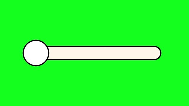 Minimalist slider control bar UI element animation on green screen, ideal for interactive applications on green screen background for easy chroma key integration.
