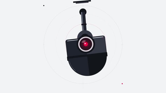 Security camera grid with glowing red sensors