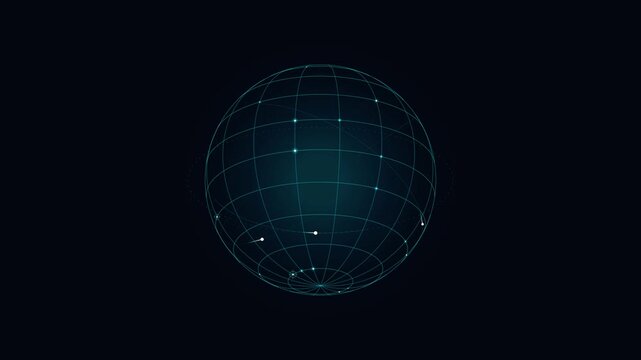 Glowing digital globe grid for global networking