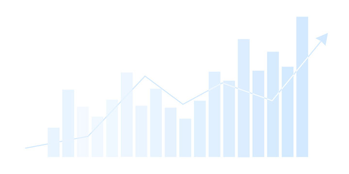 Business finance data chart with growth graph show market profit success isolated on transparent png background