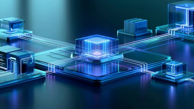 Enterprise System Integration Motion Background with Copy Space