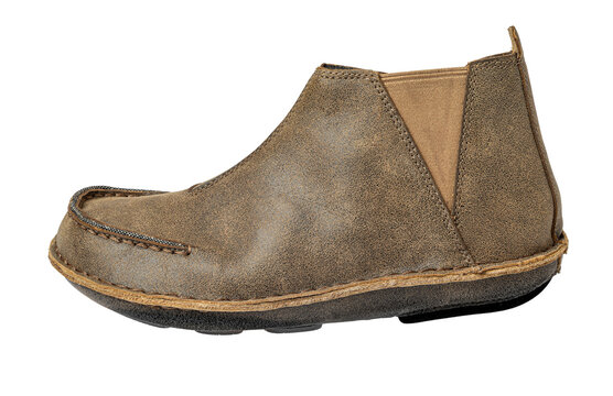 Brown leather chelsea boot with elastic side panel