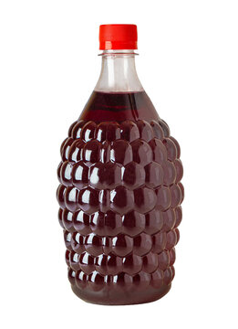 Grape juice plastic bottle with red cap