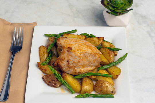chicken thigh  with  potato wedges