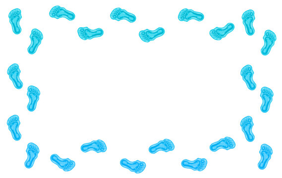 Blue slime footprints frame design for fun decorative border
