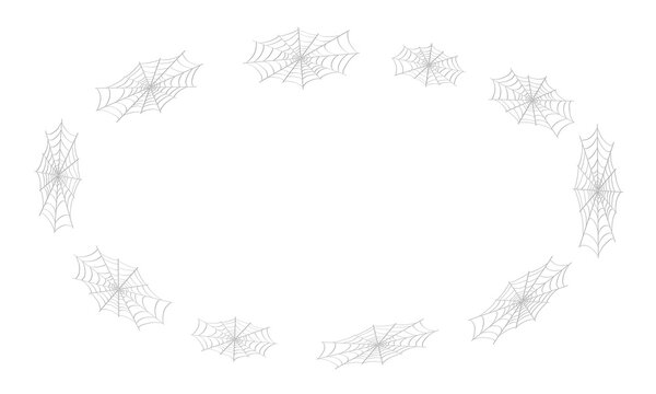 Circular spider web frame design isolated on transparent background