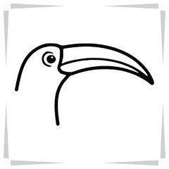 Naklejka premium Minimalist Toucan Bird Line Art Icon