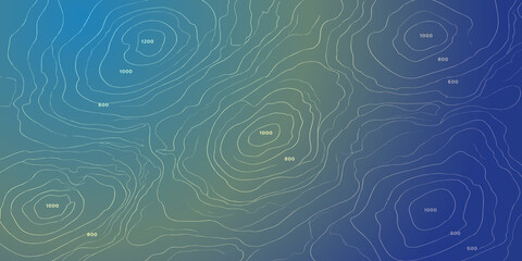 Abstract multicolor gradient background with white dashed contour lines and topographic map texture dashed pattern blue green background digital art graphic design elevation chart cartography © MOHAMAD
