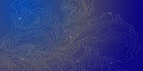 Abstract dark blue background texture with dense white dashed contour lines and subtle illumination, a dense network of white dashed contour lines on a dark blue gradient background © MOHAMAD