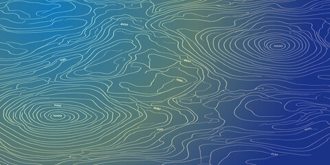 Abstract tech topographic map contour lines on blue and green background with topographic abstract background gradient elevation geography cartography technology visualization topography © MOHAMAD