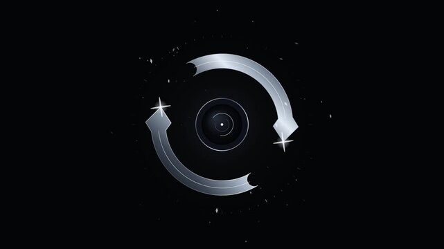 Futuristic silver circular hud interface elements on black