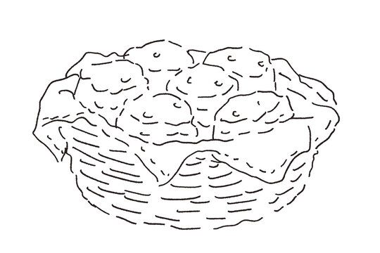 bread basket bakery line drawing