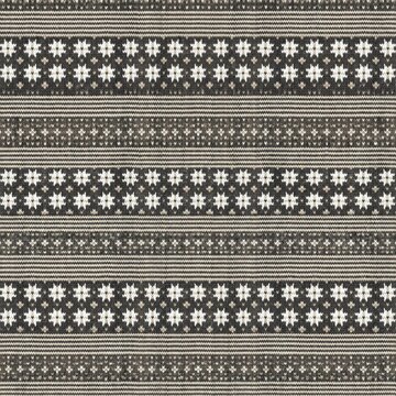 Monochrome Scandinavian knitwear swatch with repeating geometric snowflake and stripe motifs in neutral tones, creating a cozy winter holiday pattern background. Seamless jacquard fabric texture for h