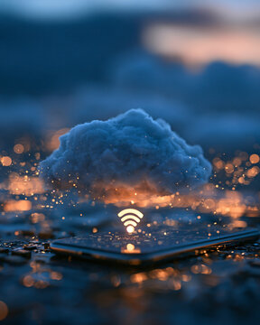 Digital Cloud Connection Transmitting Wireless Signals onto a Smartphone Surface
