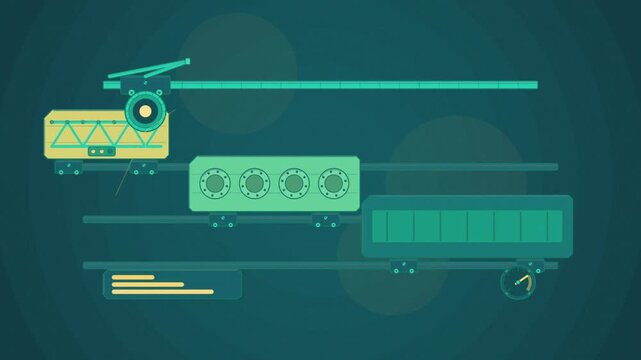 Abstract animated parallax depth plates drawn as cyan and teal lines and shapes on a deep dark background. Seamless looping 4K motion graphics video with free space for text, ideal for science communi