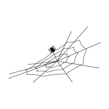 Spiderweb icon, black line; themes include Halloween, horror, scary, insects, and the eerie.
