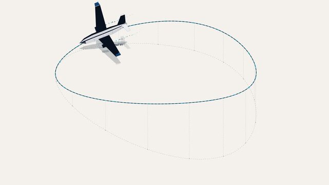 Isometric airplane flight path diagrams on white background