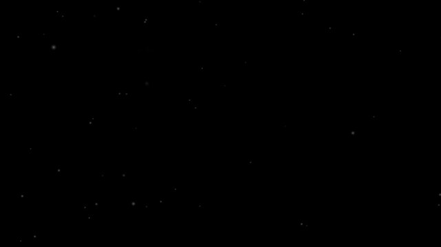 Super Slow Motion Dust Particles Floating in Air, Atmospheric Overlay, very small fine particles of floating dust or dandelion, dust particles flying over a black background