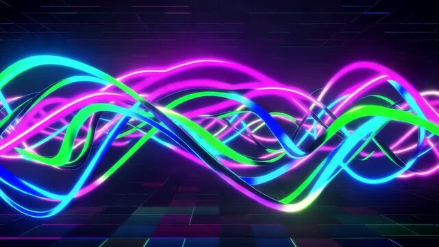 Abstract Neon Waves Flowing Through Digital Space With Vibrant Color Pulses